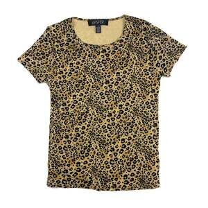 Kasper Leopard Cheetah Short Sleeve Knit Top